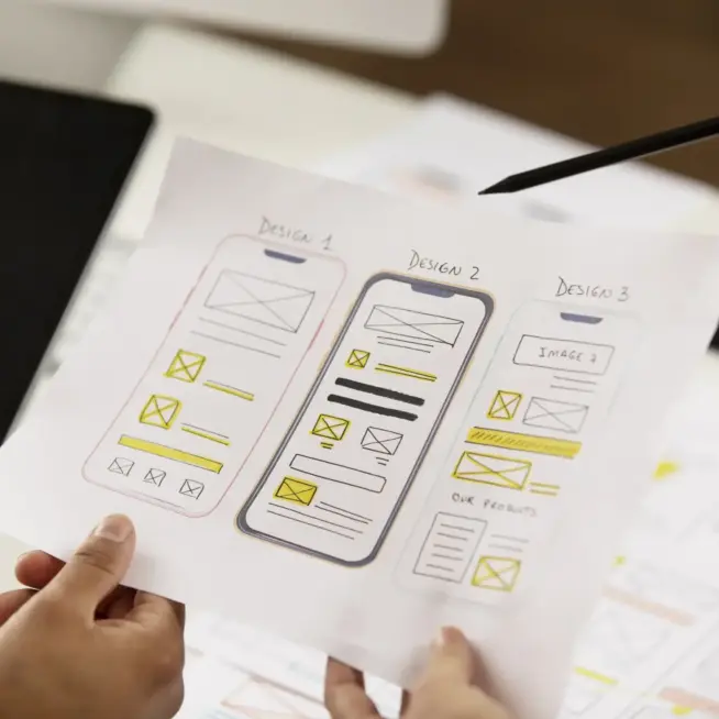UX-Skizzen auf Papier – kreative UI/UX-Optimierung als zentrale Webdesign Leistung.